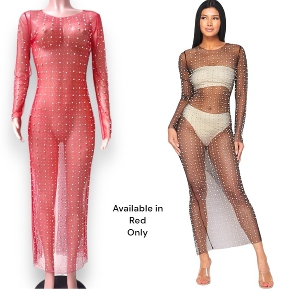 Beads & Rhinestone Sheer Mesh Long Maxi Dress, Women’s Size Small “…Party - Picture 1 of 11